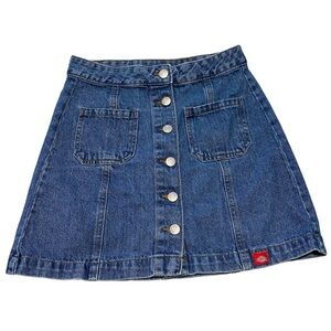 Dickies Womens Small Denim Blue Jean Skirt Straight Button Up Front Vintage Y2K